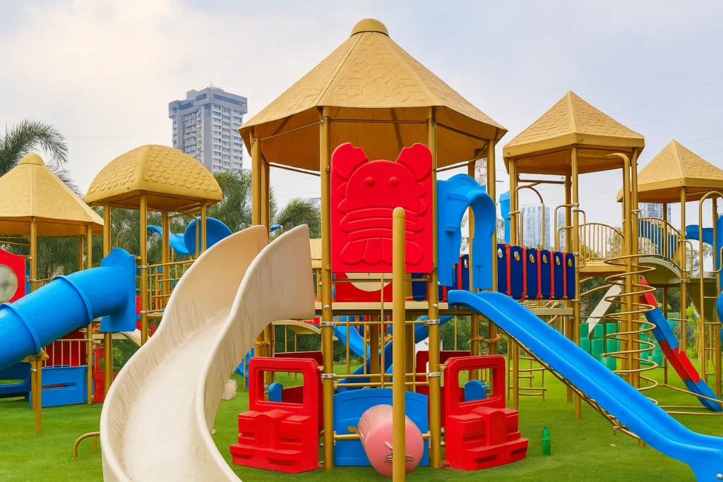 Outdoor multi play unit with slides and climbers | Kids multiplay station by Fitbol